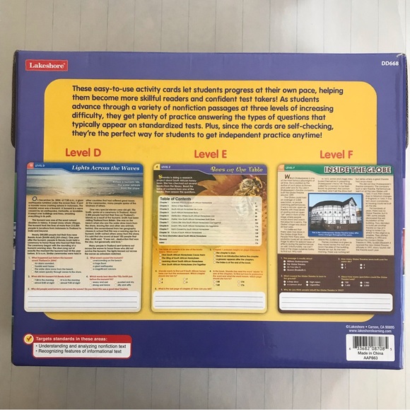 Lakeshore Nonfiction Reading Comprehension Cards Grades 4-6 NWOT - Picture 2 of 3